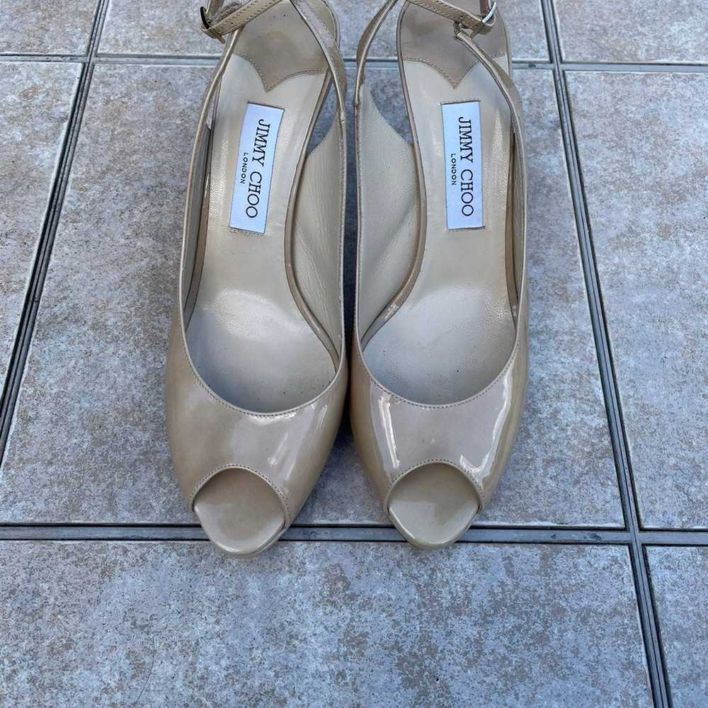 Jimmy Choo Nude Nova Patent Platform Gem