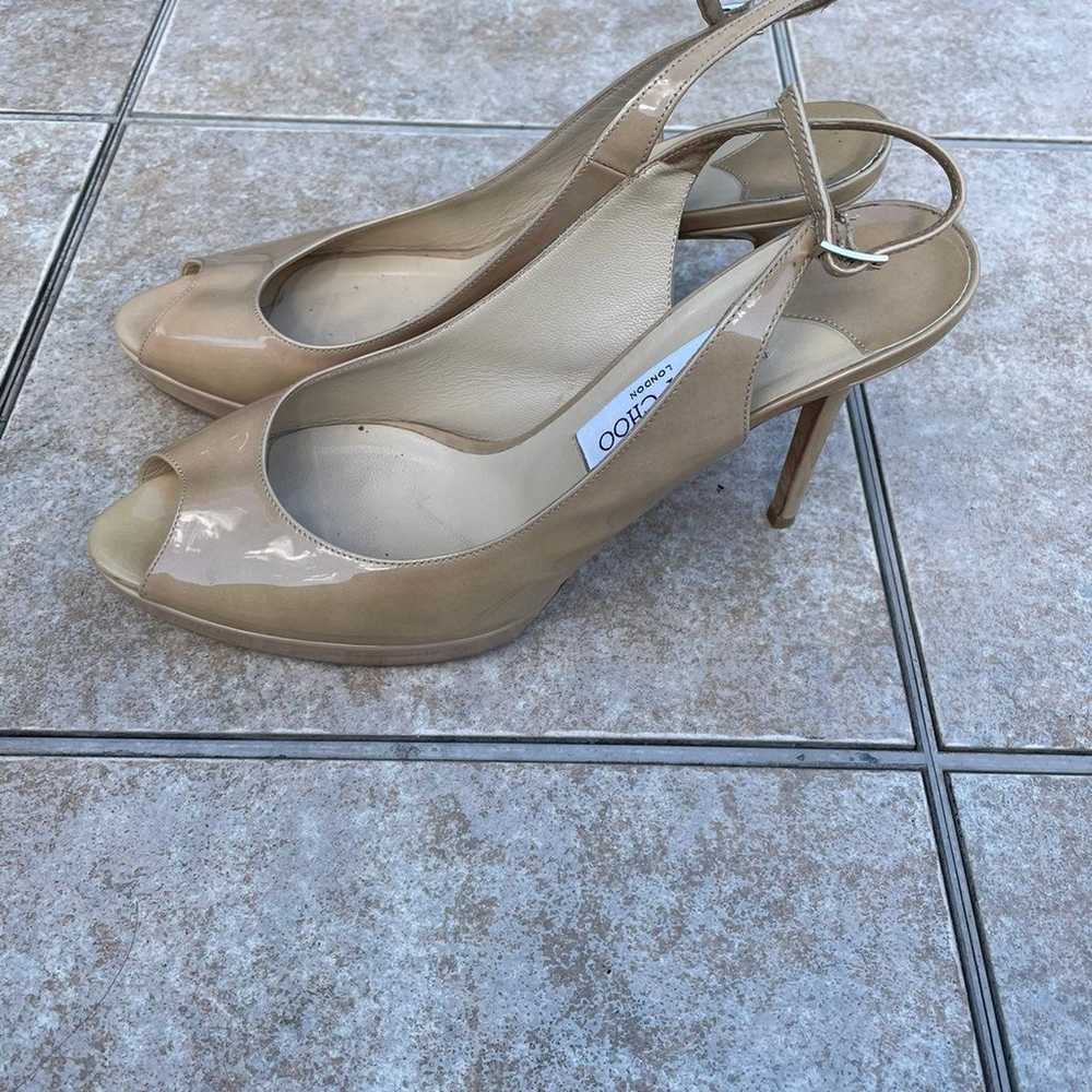 Jimmy Choo Nude Nova Patent Platform Gem