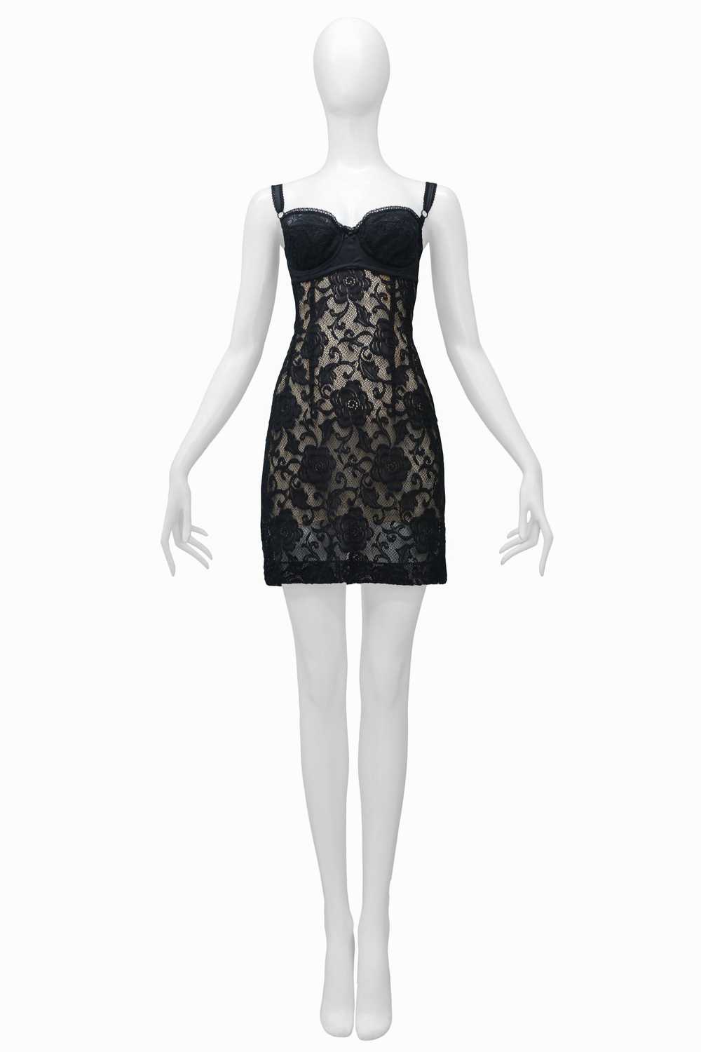 Dolce Black Lace Sheer Bra Dress With Nude Underlay Gem