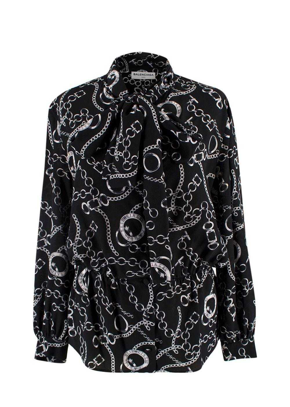 Balenciaga Balenciaga Pussy Bow Printed Silk Crepe De Gem