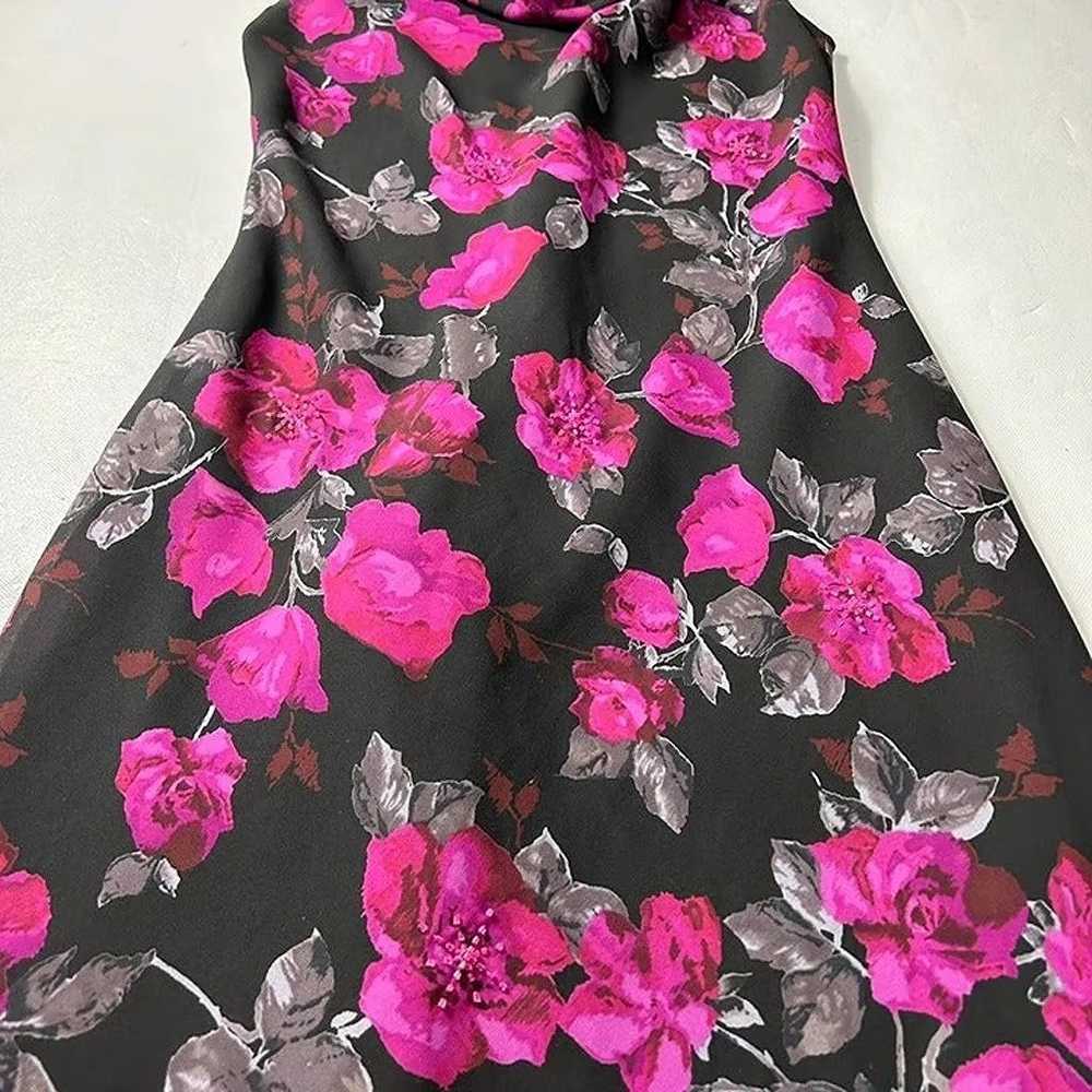 Black/magenta floral formal cowlneck midi-dress w… - image 2