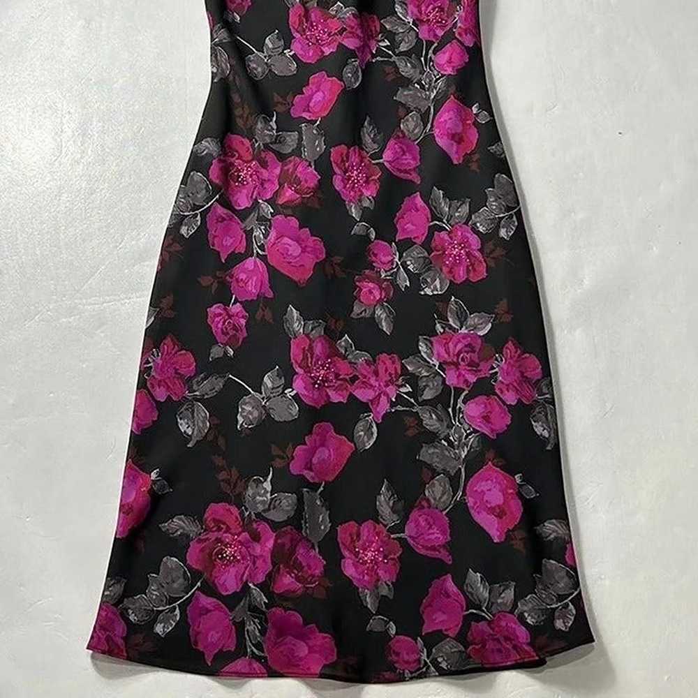 Black/magenta floral formal cowlneck midi-dress w… - image 3
