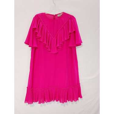 ASOS Pleated Ruffle Shift Mini Dress hot Pink - image 1