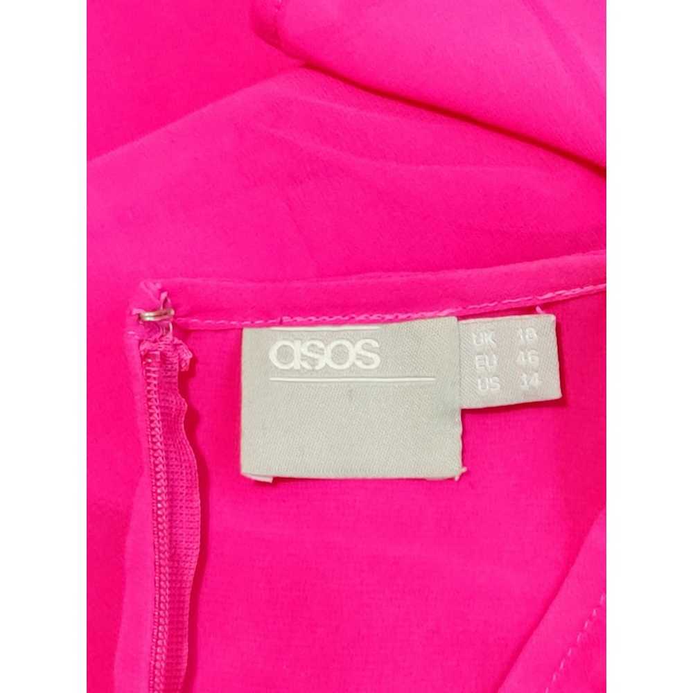 ASOS Pleated Ruffle Shift Mini Dress hot Pink - image 4