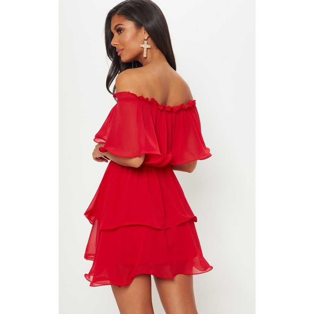 NWOT PrettyLittleThing Red Off the Shoulder Chiff… - image 2