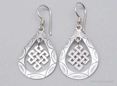 Vintage Eternal Endless Knot Sterling Silver Earr… - image 1