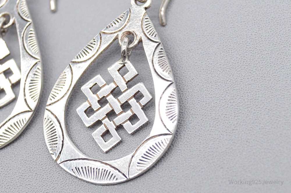 Vintage Eternal Endless Knot Sterling Silver Earr… - image 3