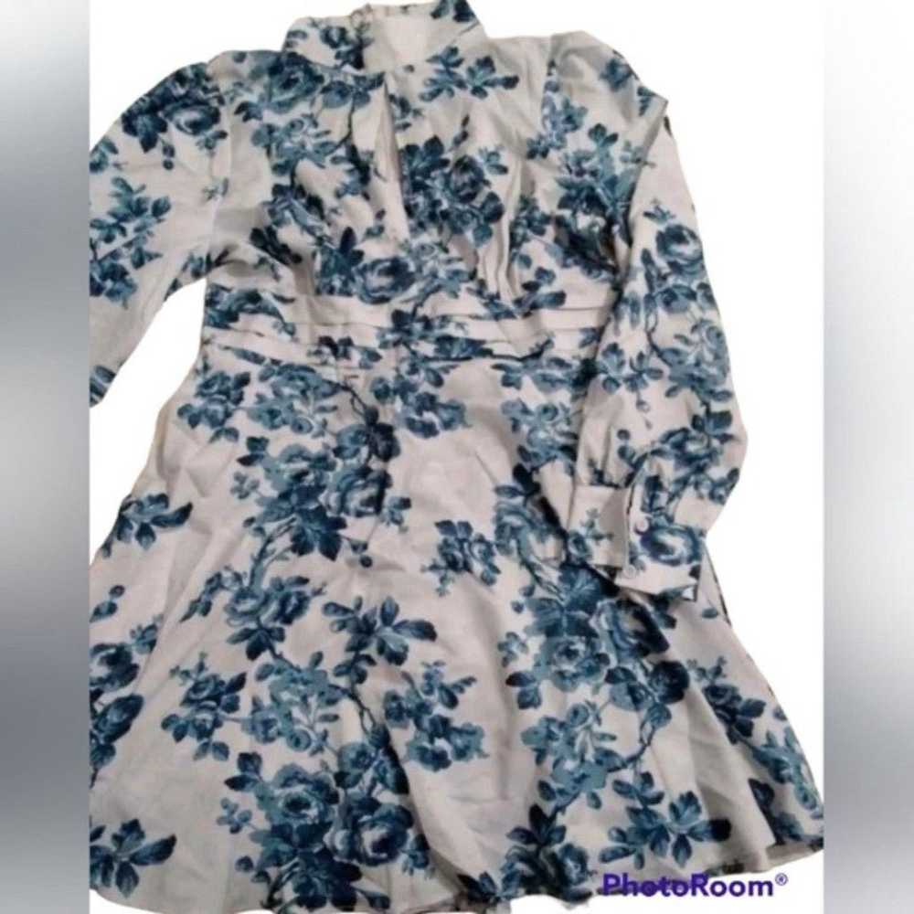 Womens Floral Peekaboo Front Swing Dress Baby Blu… - image 2
