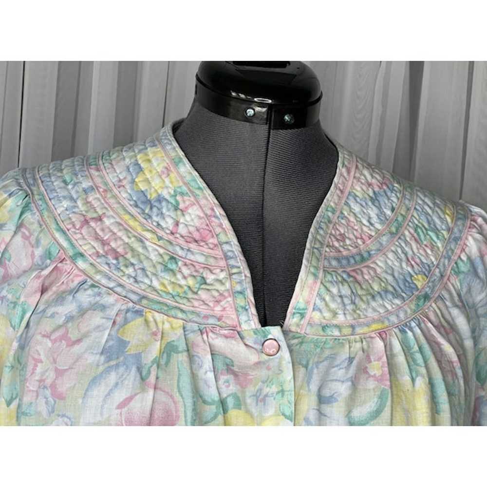 floral house dress duster quilted collar pink blu… - image 2