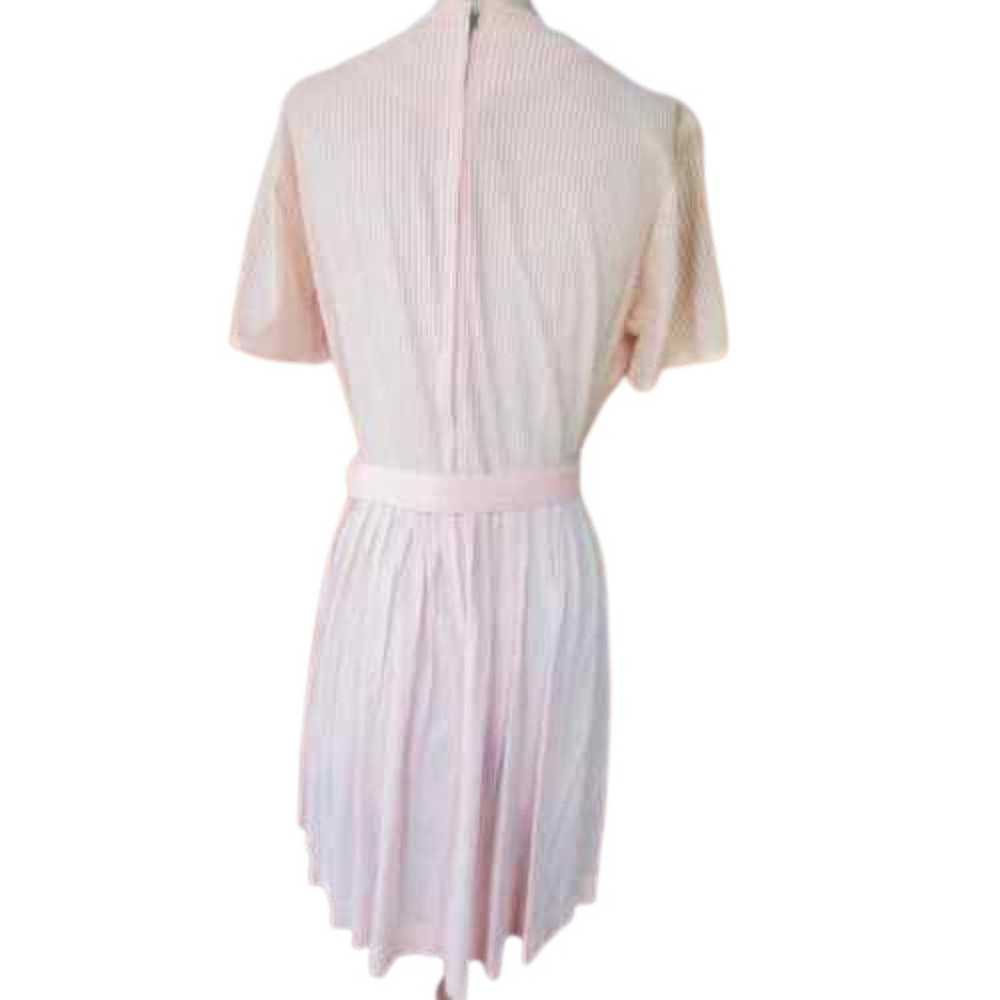 Vintage 70s Pink Belted Pin Stripe Midi Dress Siz… - image 2