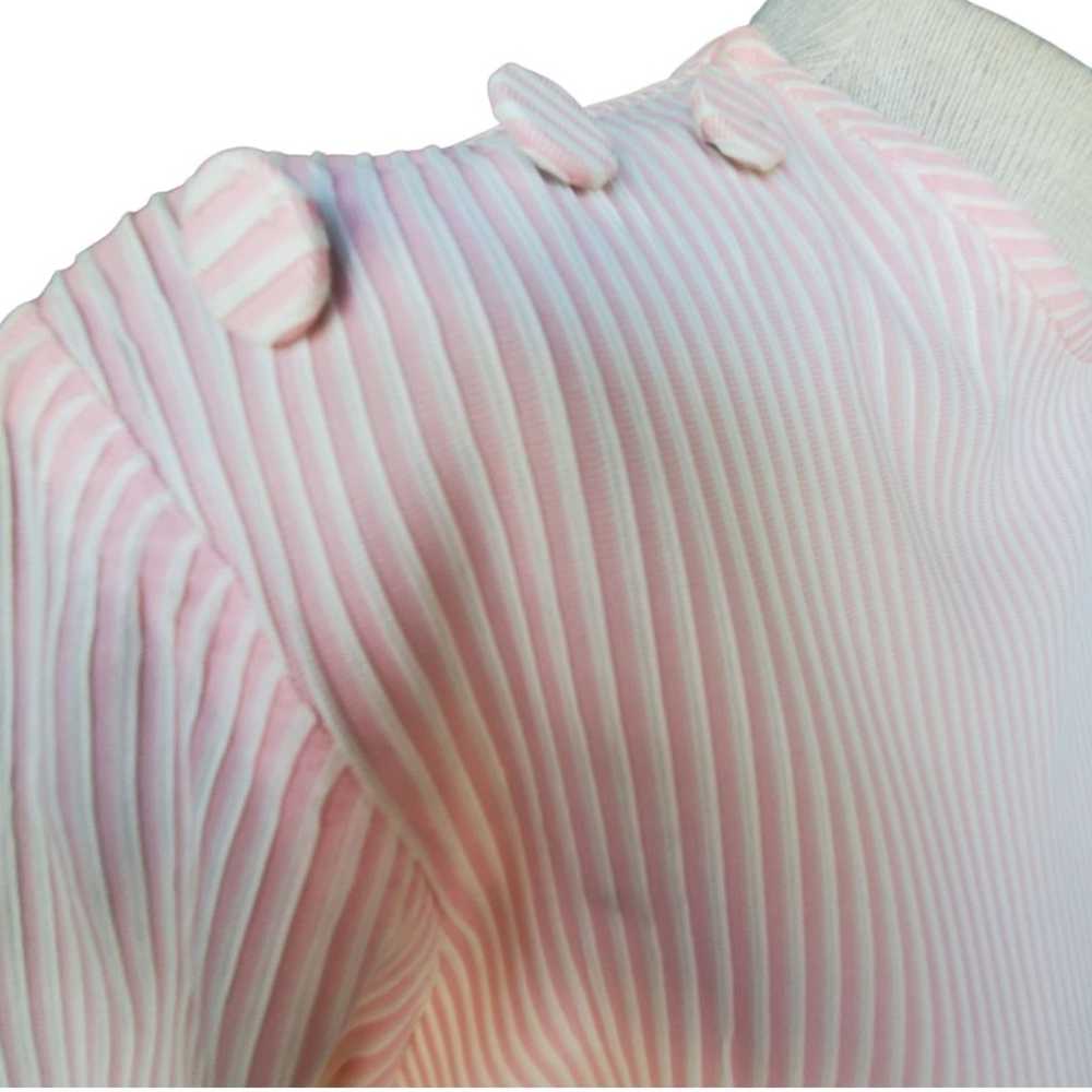 Vintage 70s Pink Belted Pin Stripe Midi Dress Siz… - image 4