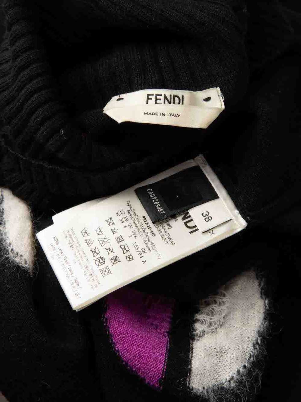 Fendi Black Wool Turtleneck Fur Eyes Jumper - image 4