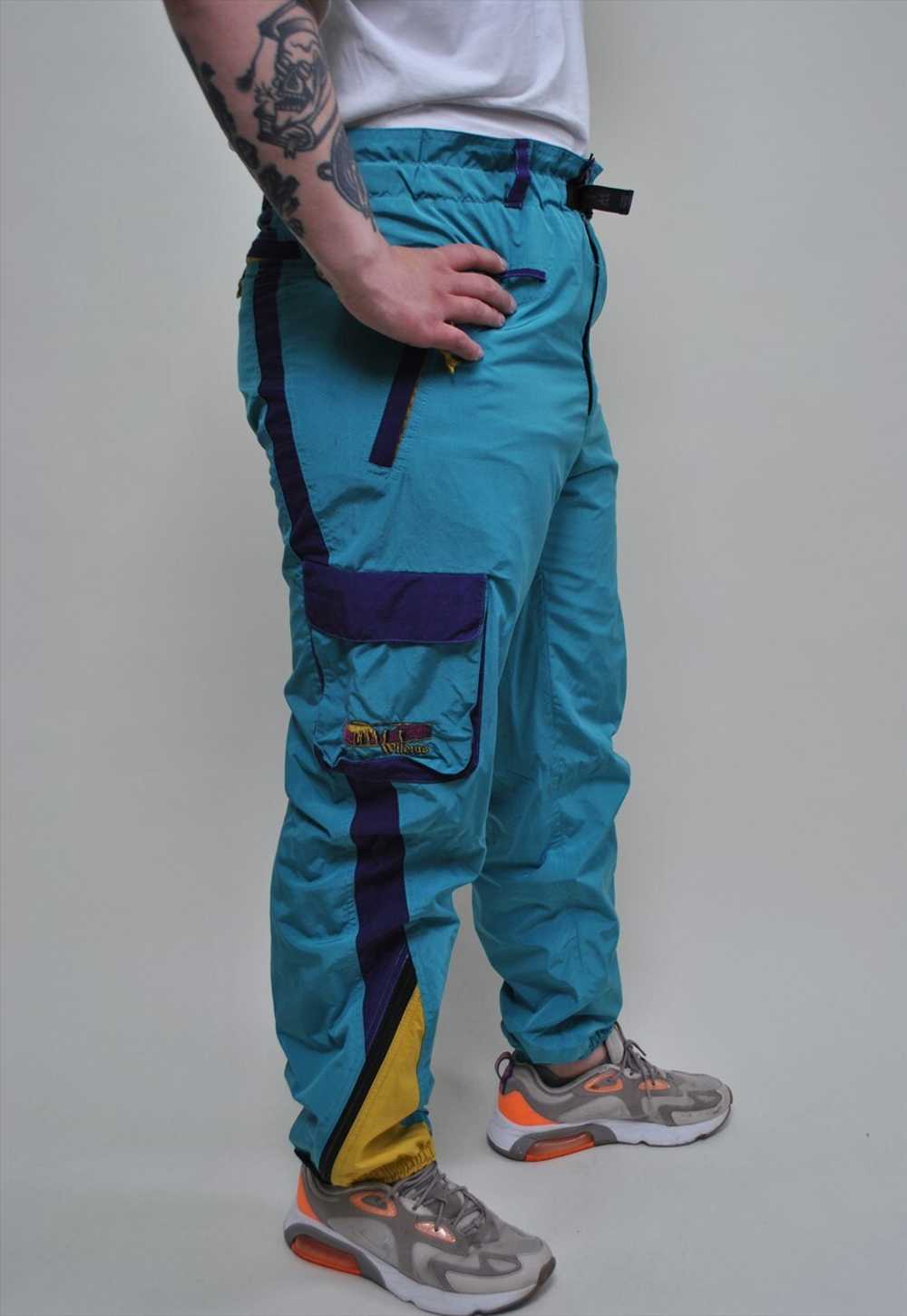 Vintage ski pants, blue ski suit winter sport tro… - image 4
