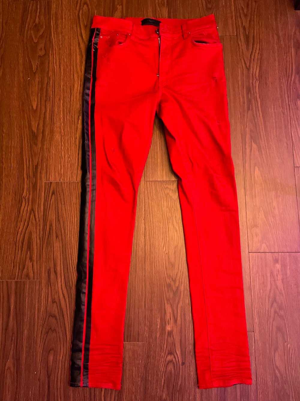 Amiri Amiri Black Stripe Red Denim Jeans Size 32 - image 1