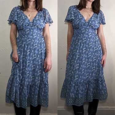 Other max studio blue floral tiered peasant cottag