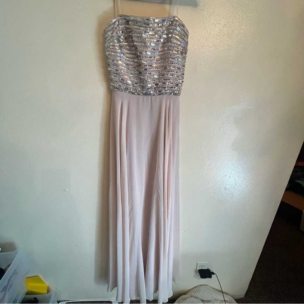 Xscape Pink Chiffon Bedazzled Long Prom Dress - image 1