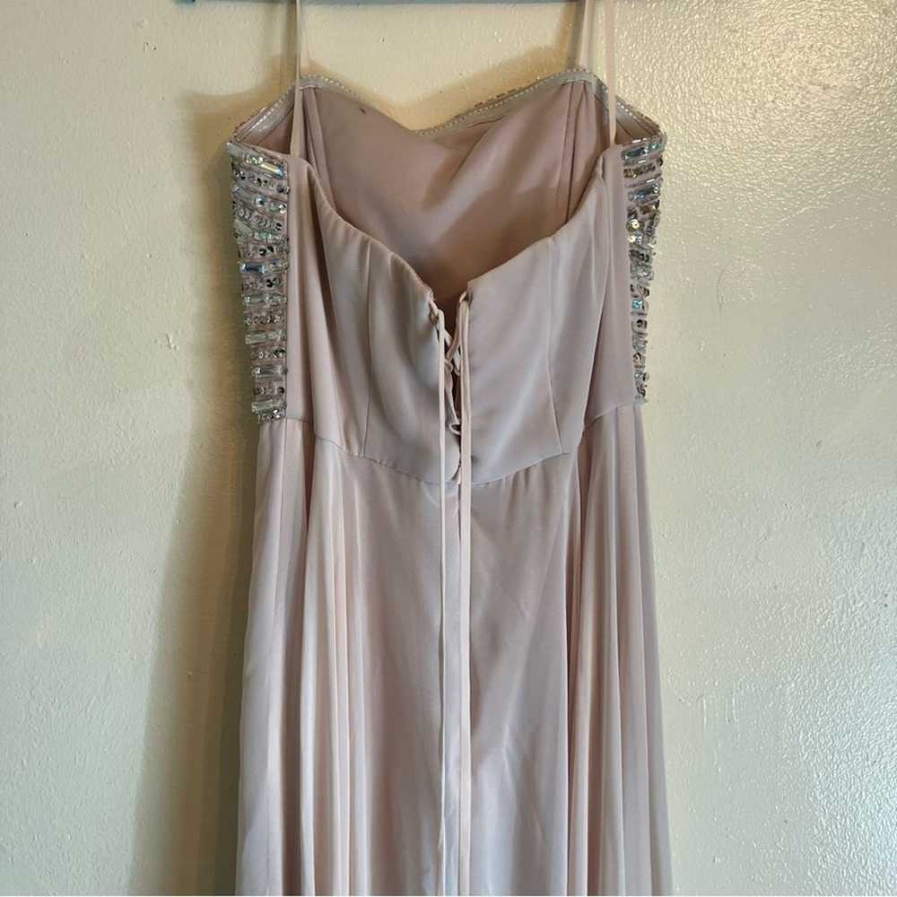 Xscape Pink Chiffon Bedazzled Long Prom Dress - image 6