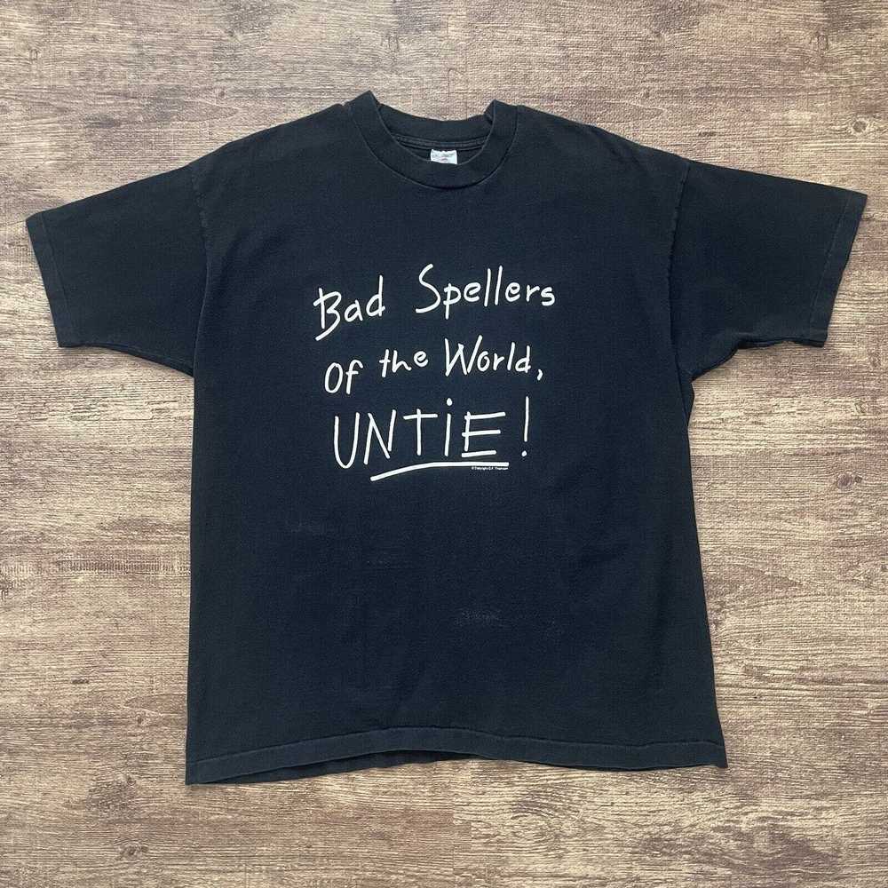 Vintage Vintage Funny Quote T-Shirt Bad Spellers … - image 1