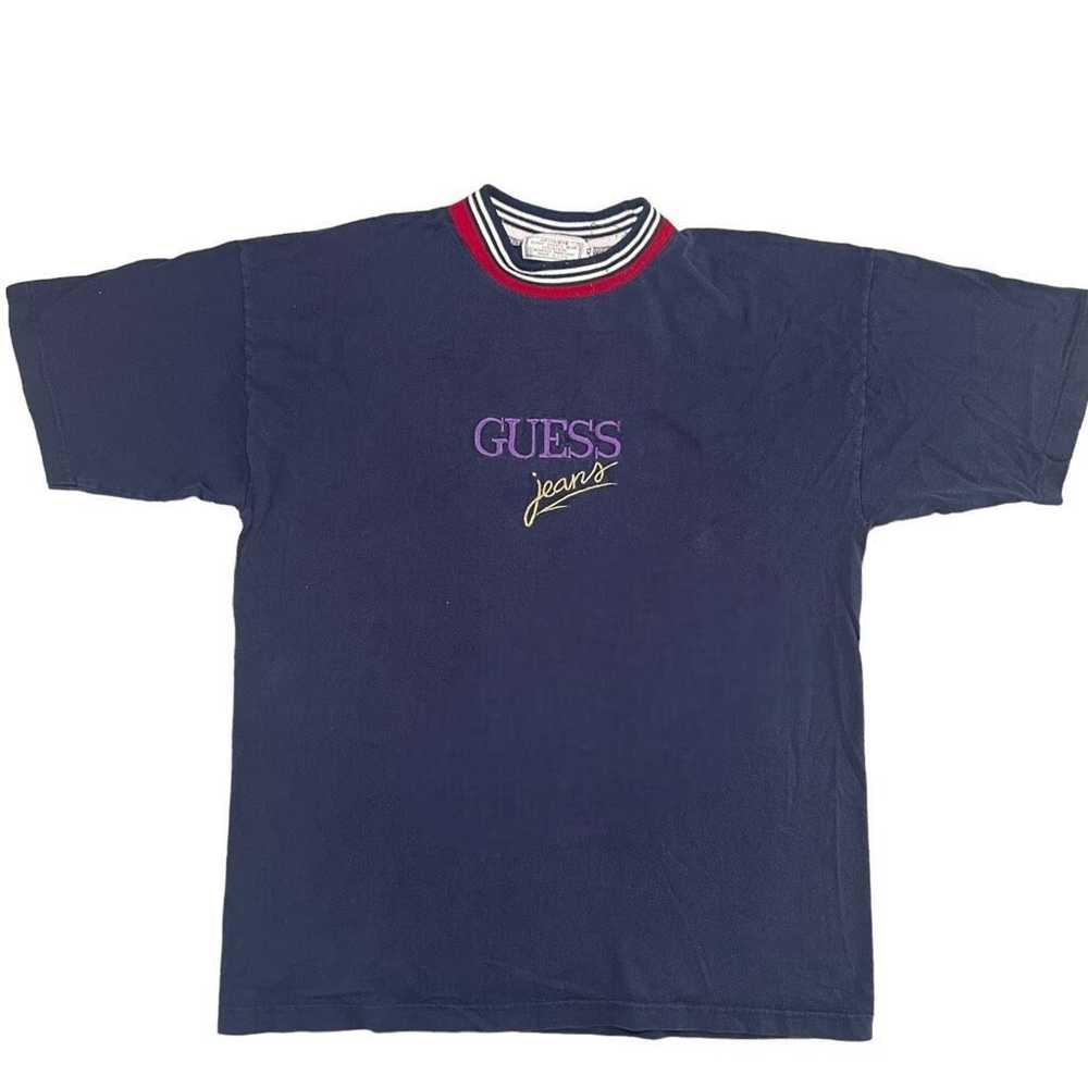 Guess Vintage 90s Guess Jeans Embroidered Logo T-… - image 1