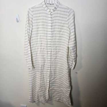Lafayette 148 Striped Linen Button Front Dress Ma… - image 1