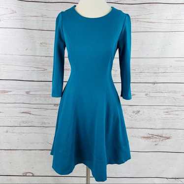 WHBM blue fit and flare knit 3/4 sleeve dress Siz… - image 1