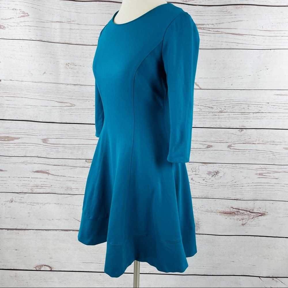 WHBM blue fit and flare knit 3/4 sleeve dress Siz… - image 3