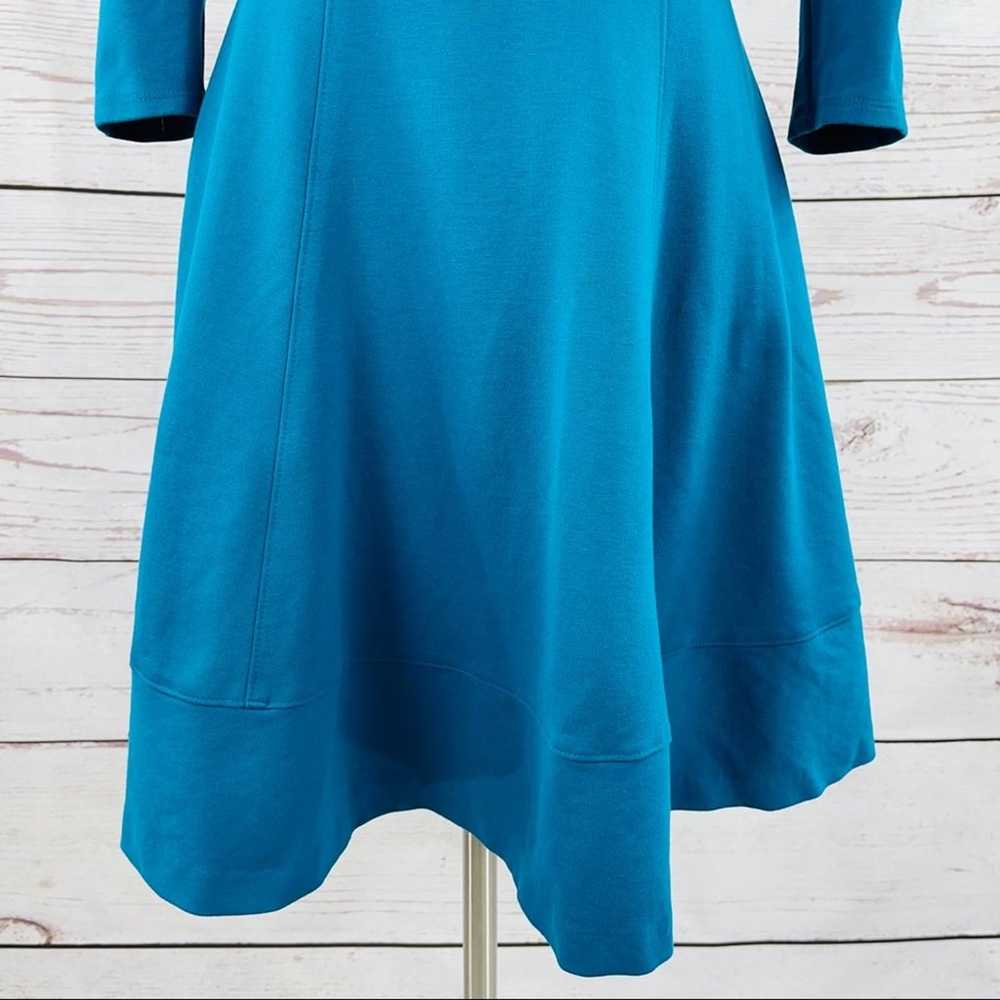 WHBM blue fit and flare knit 3/4 sleeve dress Siz… - image 4