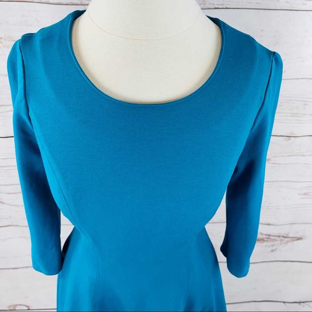 WHBM blue fit and flare knit 3/4 sleeve dress Siz… - image 5