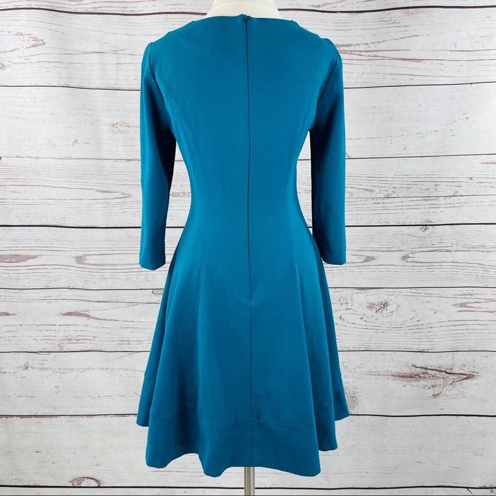 WHBM blue fit and flare knit 3/4 sleeve dress Siz… - image 6