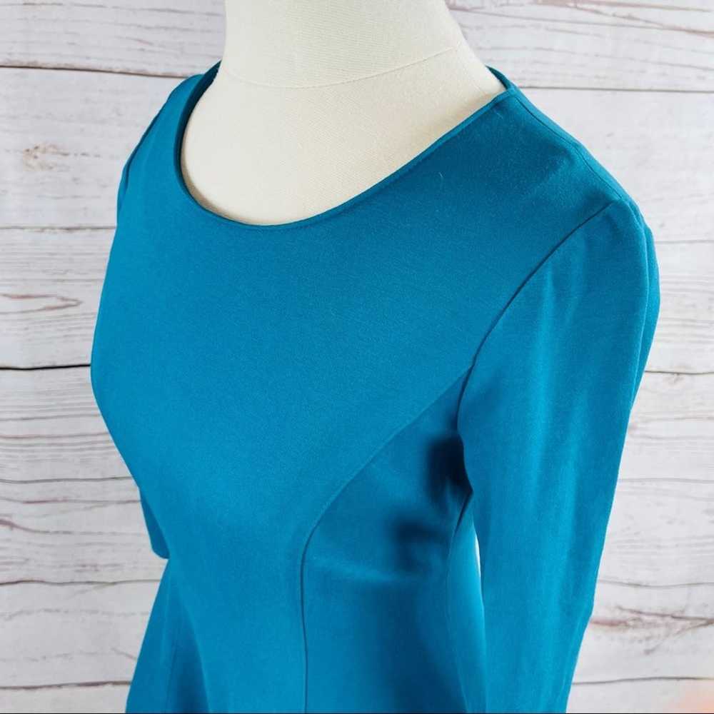 WHBM blue fit and flare knit 3/4 sleeve dress Siz… - image 7