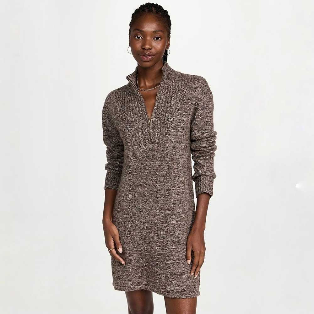 Monrow Wool Cashmere Half Zip Sweater Dress in Bl… - image 1