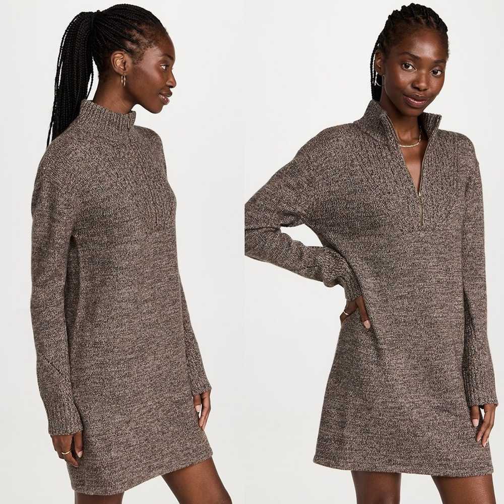 Monrow Wool Cashmere Half Zip Sweater Dress in Bl… - image 2