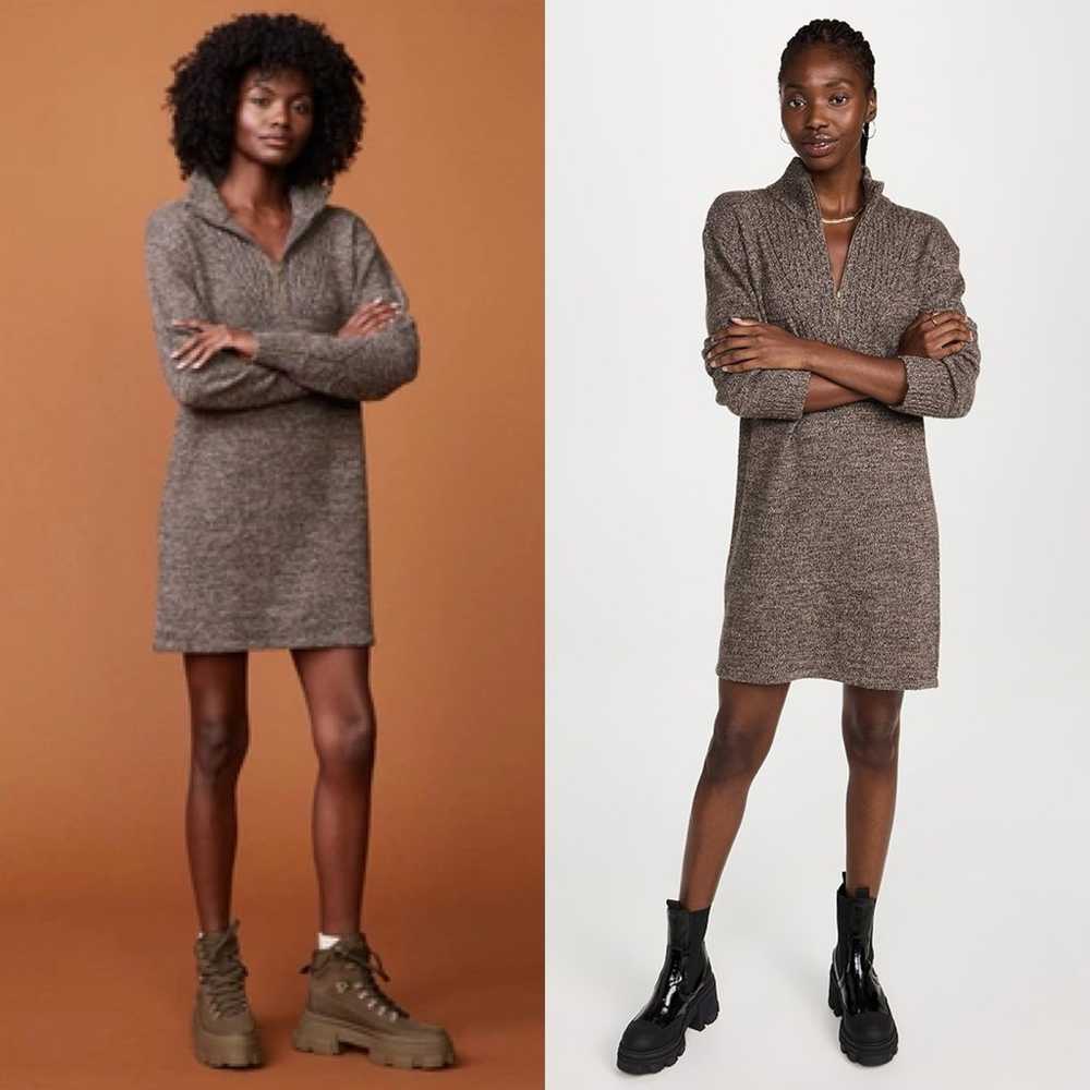 Monrow Wool Cashmere Half Zip Sweater Dress in Bl… - image 3