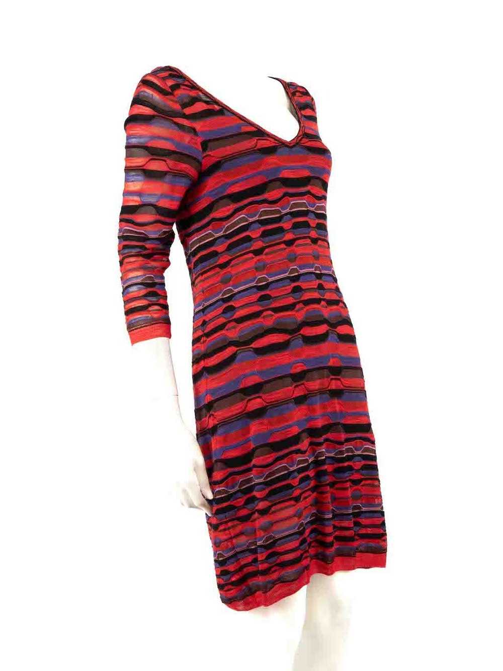 Missoni Striped V-Neck Knitted Knee-Length Dress - image 2