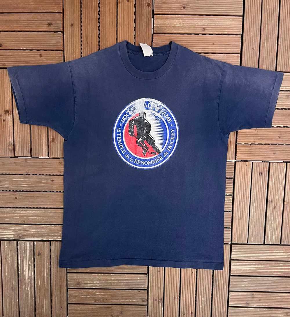 Vintage Hockey Hall of Fame Vintage Blue T-Shirt … - image 1