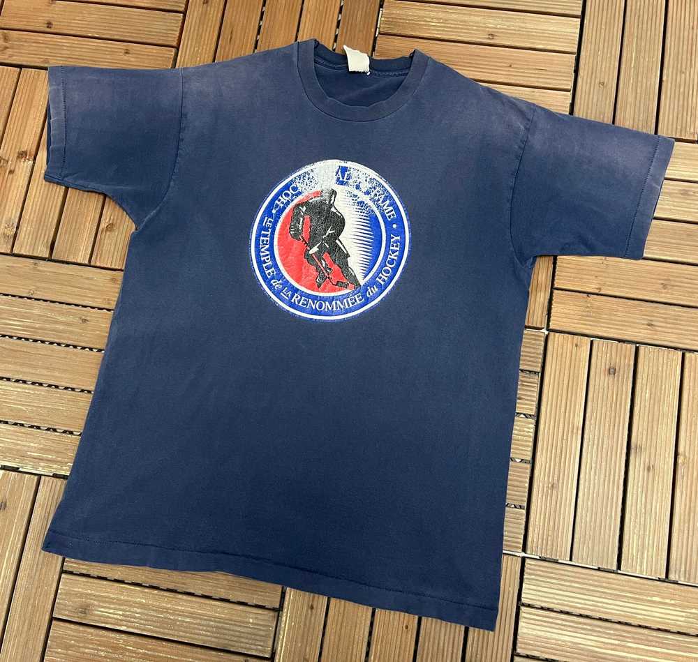 Vintage Hockey Hall of Fame Vintage Blue T-Shirt … - image 3