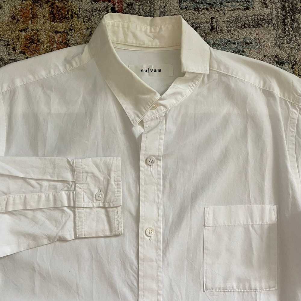 Sulvam asymmetry detachable collar buttonup shirt… - image 2