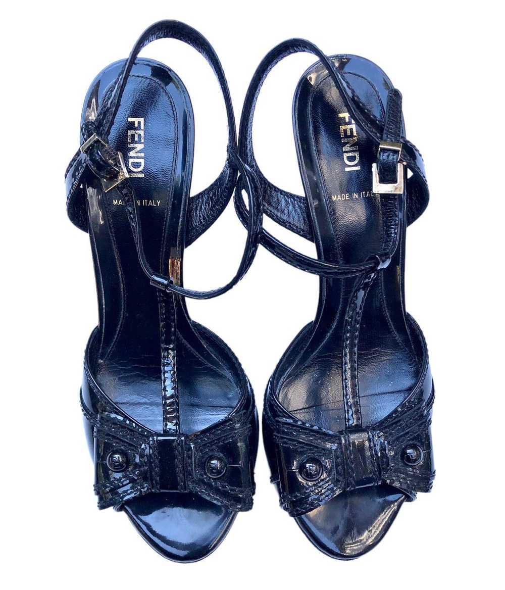 Fendi × Vintage Fendi Patent Leather Bow Peep Toe… - image 3