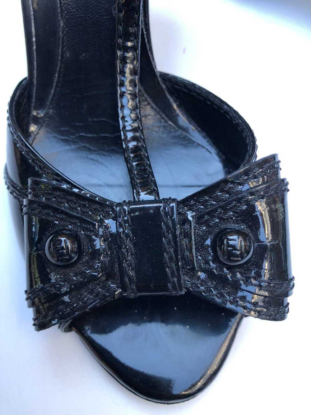 Fendi × Vintage Fendi Patent Leather Bow Peep Toe… - image 8