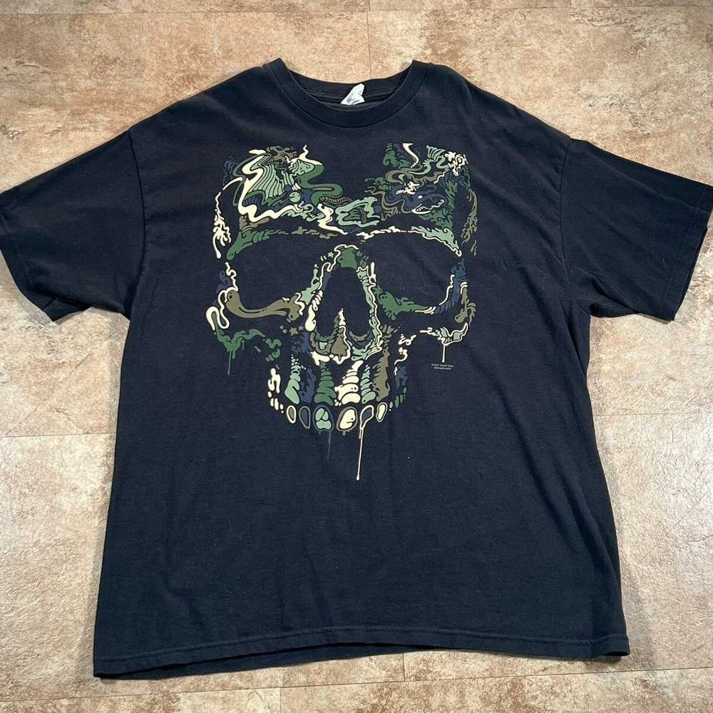 Vintage Y2k Liquid Blue 2011 Camo Abstract Skull … - image 1