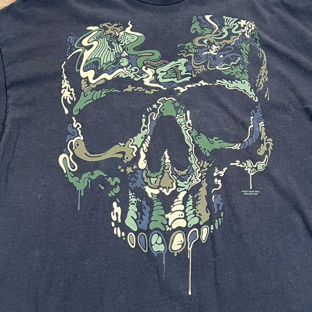 Vintage Y2k Liquid Blue 2011 Camo Abstract Skull … - image 2