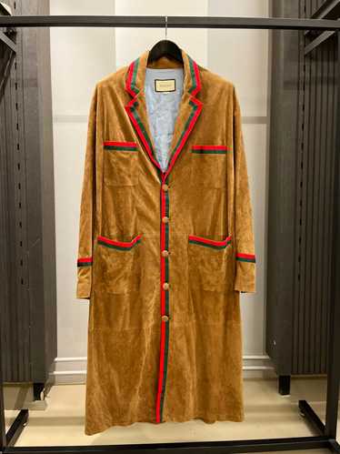 Gucci Gucci Suede Web Stripe Long Gown Button Up … - image 1