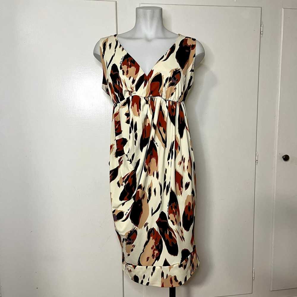 Eva Varro Abstract Brown Animal Print Sleeveless … - image 1