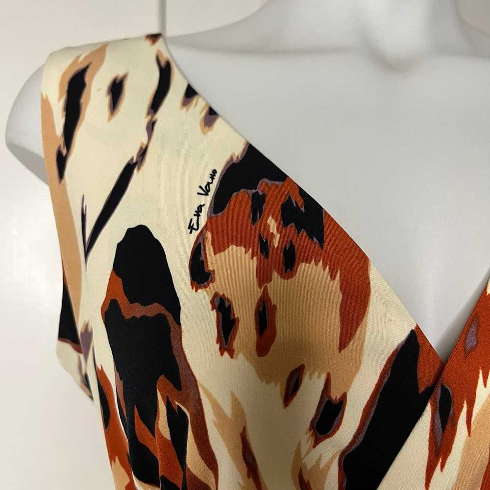 Eva Varro Abstract Brown Animal Print Sleeveless … - image 3