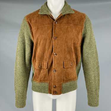 Ralph Lauren Green Brown Wool Suede Jacket - image 1