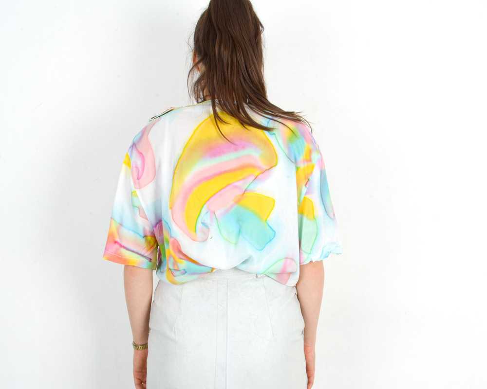 Other × Vintage 80s XL Funky Button Up Shirt Blou… - image 6