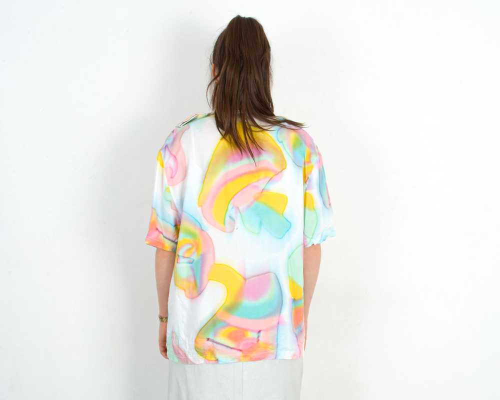 Other × Vintage 80s XL Funky Button Up Shirt Blou… - image 7