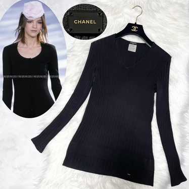 Chanel CHANEL Decorative Long Sleeve Rib Knit Swe… - image 1