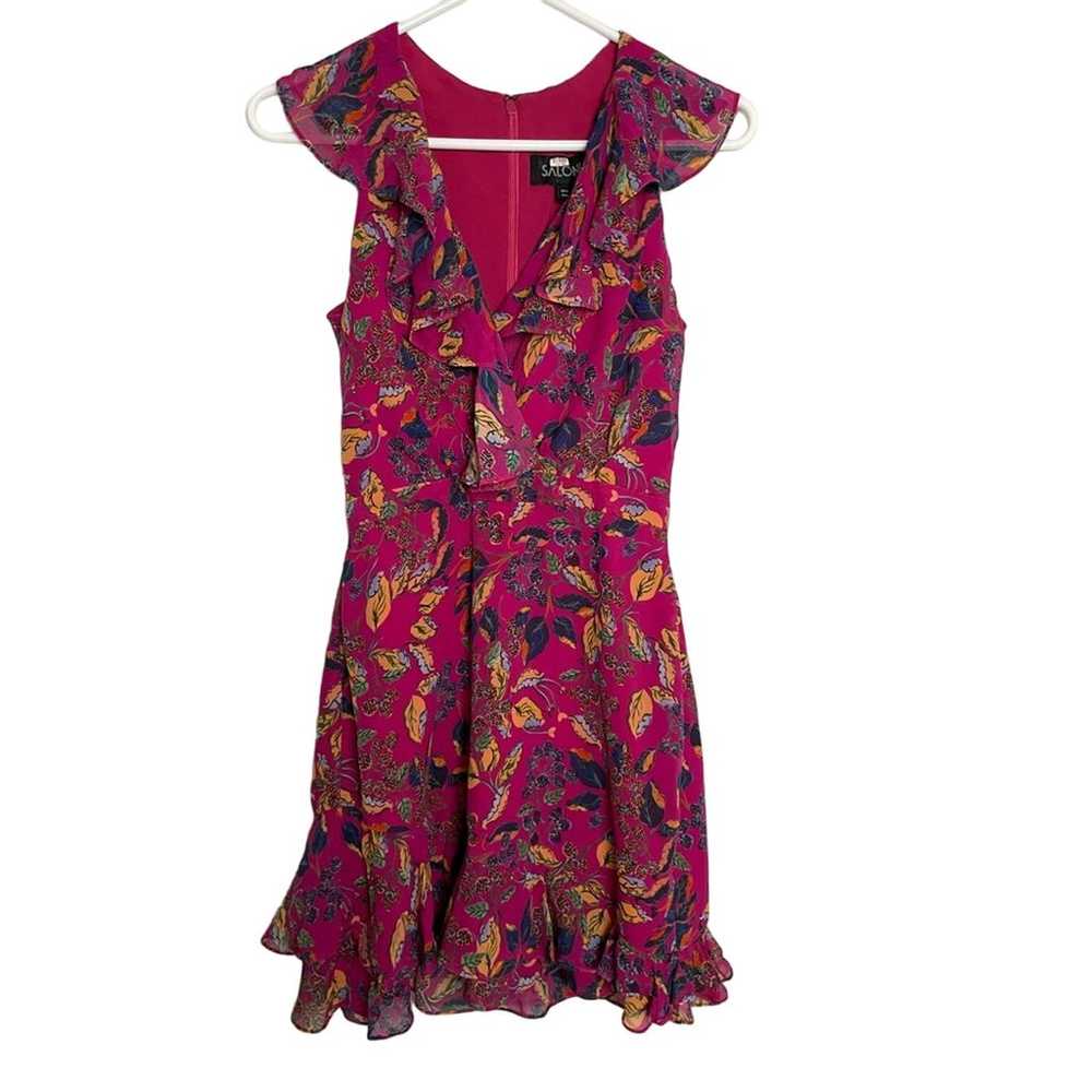 SALONI CeCe Mini Dress Dark Pink Floral Size 0 - image 5