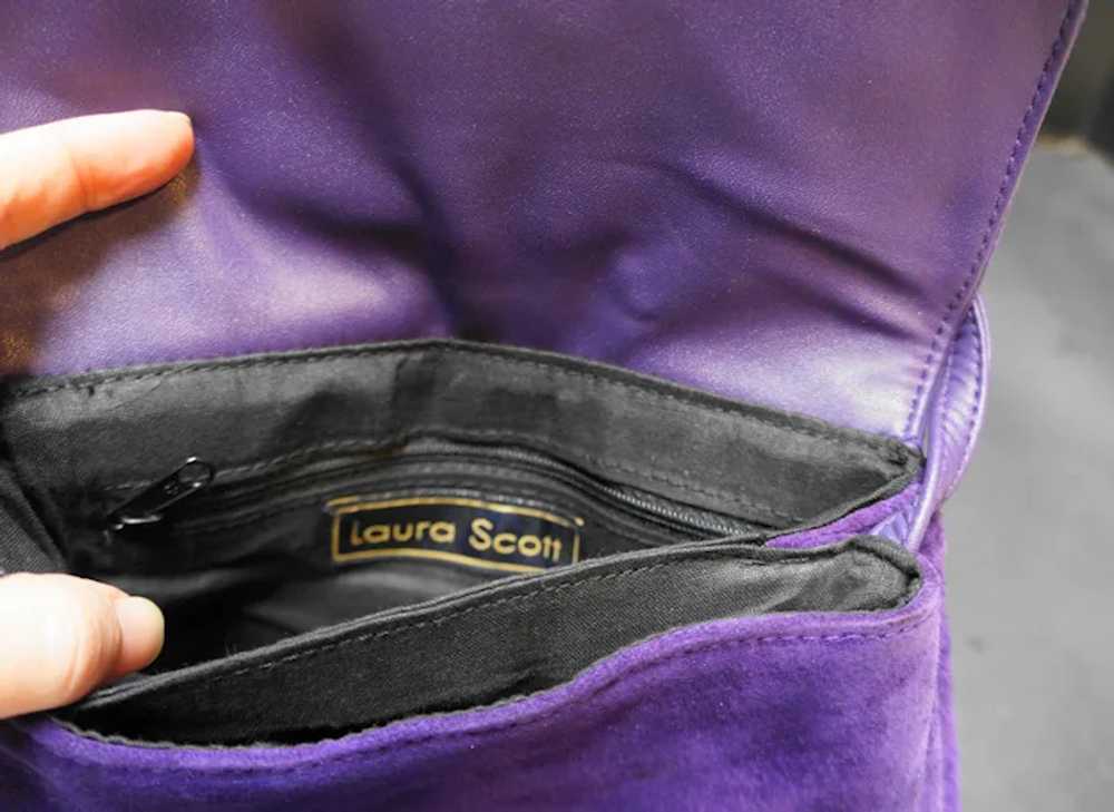 Laura Scott Deep Purple Suede Vintage Purse Shoul… - image 8